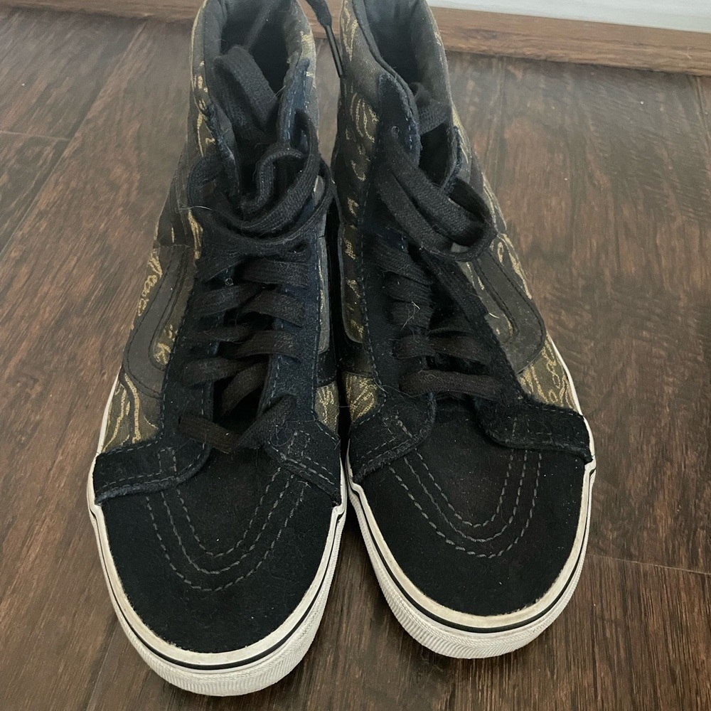 Camo & black high top vans